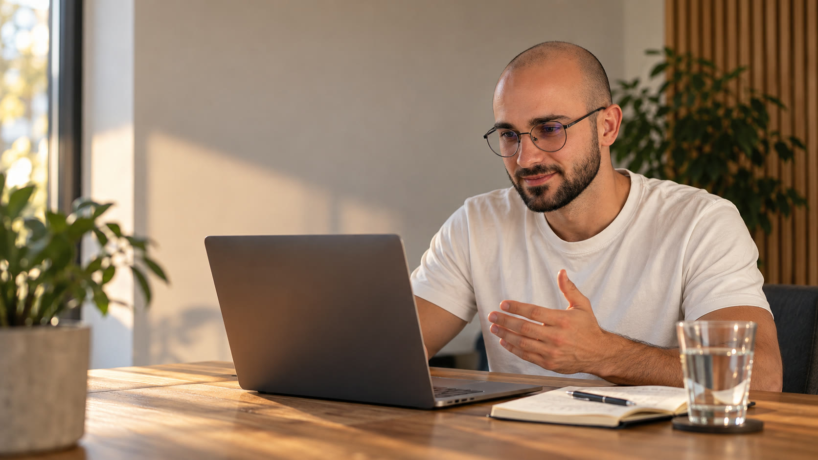 Robin Kraus im Video-Gespräch am Laptop